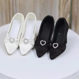 BJD Doll Shoes Toys 1/3 Girls Daily SD/DD/SDGR/SD16 Black Silk Elegant Love Heart Cross Buckle High Heels Gifts Doll Accessories