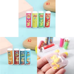 4pcs/set 1:12 Dollhouse Mini Canned Potato Chips Miniature Food Toy Model Shooting Props Excluding Potato Chips