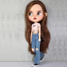 For Blythe Doll Clothes Jeans Pants for Ob24 Ob22 Azone Dolls Outfit Tight Shirt
