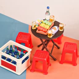 1 Set 1:12 Dollhouse Miniature Folding Table Stool Dining Table Furniture Home Model Decor Toy Doll House Accessories