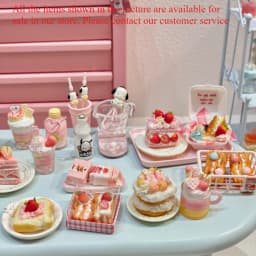 Handmade Premium Mini Strawberry Dessert Set - Cake/Roll/Ice Cream/Milk | Dollhouse Decor | Artisan Crafted Pink Baking BJD Toys