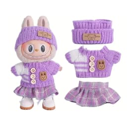 For Labubu Accessories Sitting Party Series Classic Dress Grid For Labubu Outfit Kid Gift Labubu Clothing Labubu Clothes