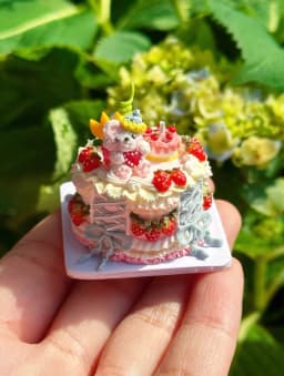 Dollhouse Decoration Miniature Clay Birthday Cake Bjd Doll Diy Custom Birthday Party Decoration Mini Sweets for Dolls Blythe Toy