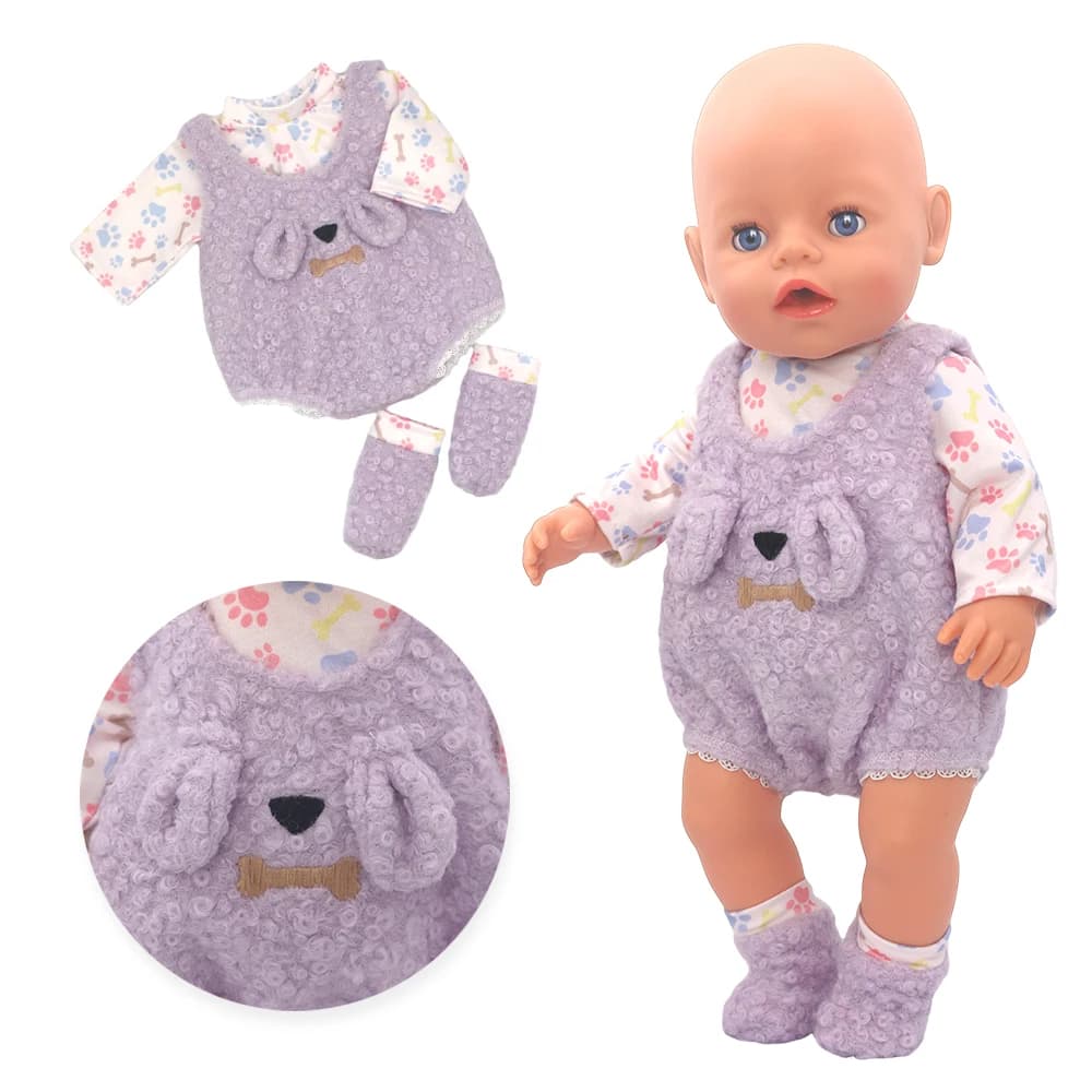 2025 New green clothes Dolls Outfit Suits For 17 inch 43cm Baby Reborn Doll Cute Jumpers Rompers New Born Doll Clothes