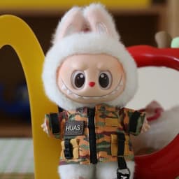 For Labubu Clothes Trendy Cool Camouflage Suit Kawaii Mini 15/17cm V1 V2 V3 Labubu Clothing Plush Doll Accessories Gift