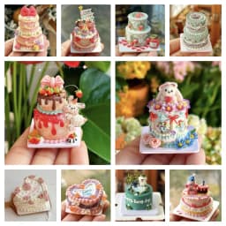 Miniature Birthday Cake Doll House Decoration Diy Cartoon Cake Retro Cake Model Bjd Doll Holiday Gift Mini Sweets for Dolls Ob11