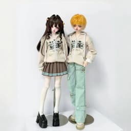 1/4 1/6 Doll's Clothes Suit for 45/30cm Bjd Doll Cool Hoodie Set Long Pants, Skirt Dress Up Play House Accessories, No Doll