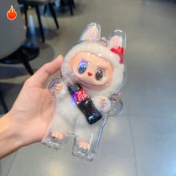 Stylish POP MART Doll Box Labubu Transparent Box Stuffed Toy Box Cute Elf Plush Display Bag Mini Portable Storage Box No Dolls