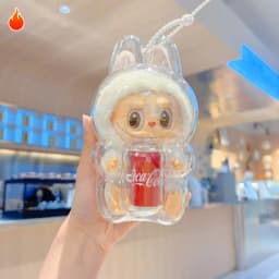 Stylish POP MART Doll Box Labubu Transparent Box Stuffed Toy Box Cute Elf Plush Display Bag Mini Portable Storage Box No Dolls