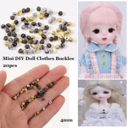 20pcs 4mm Dollhoues Miniature Pattern Decoration DIY Clothes Metal Buckles Mini Coat Buttons Clothing Sewing Buckle