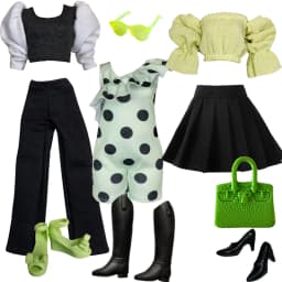 1/6 Doll Clothes Fashion Mix Green Dress Bag Shoes Suit for 12 inch Fashion Doll Outfits Handmade 30cm Doll Clothing Accessories