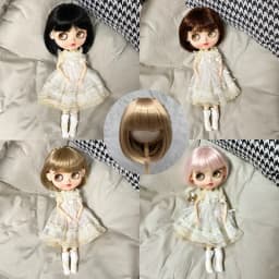 HOUZIWA Blyth Doll Accessories Black Brown Wigs Short