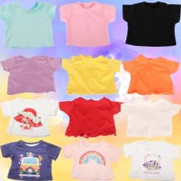 Cute Cartoon Doll T-shirt For 18-inch American Dolls Girl Car Rainbow Flower Basket Printing Clothing For 43cm Baby Newborn Doll