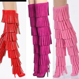 1/6 Doll Toy Solid Color Tassel Long Tube Boots Hollow Velvet Shoes Action Figures Accessories For FR2 12 Inch Female Model Body