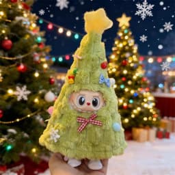 Doll Clothes for 15-17CM Labubu Clothing Merry Christmas Hat Scarf Elk Snowman Set Mini Plush Doll Accessory New Year Dress Gift