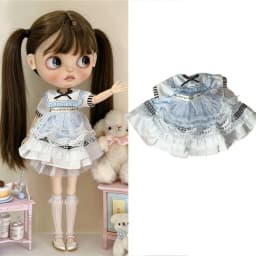 For Blythe Doll Clothes Princess Lace Maid Skirt Set Cartoon Cat Plaid Pants Vintage Dress Clothing OB24 OB22 1/6 Accessories