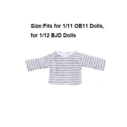 DIY Handmake Stripe Tops Cute 5 Colors T-shirt Casual Clothes Suits for 1/12 BJD Dolls/for 1/11 OB11 Dolls