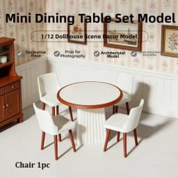 1:12 Dollhouse Miniature Furniture Mini Pretend Play White Dining Table Chairs Model Multistyles