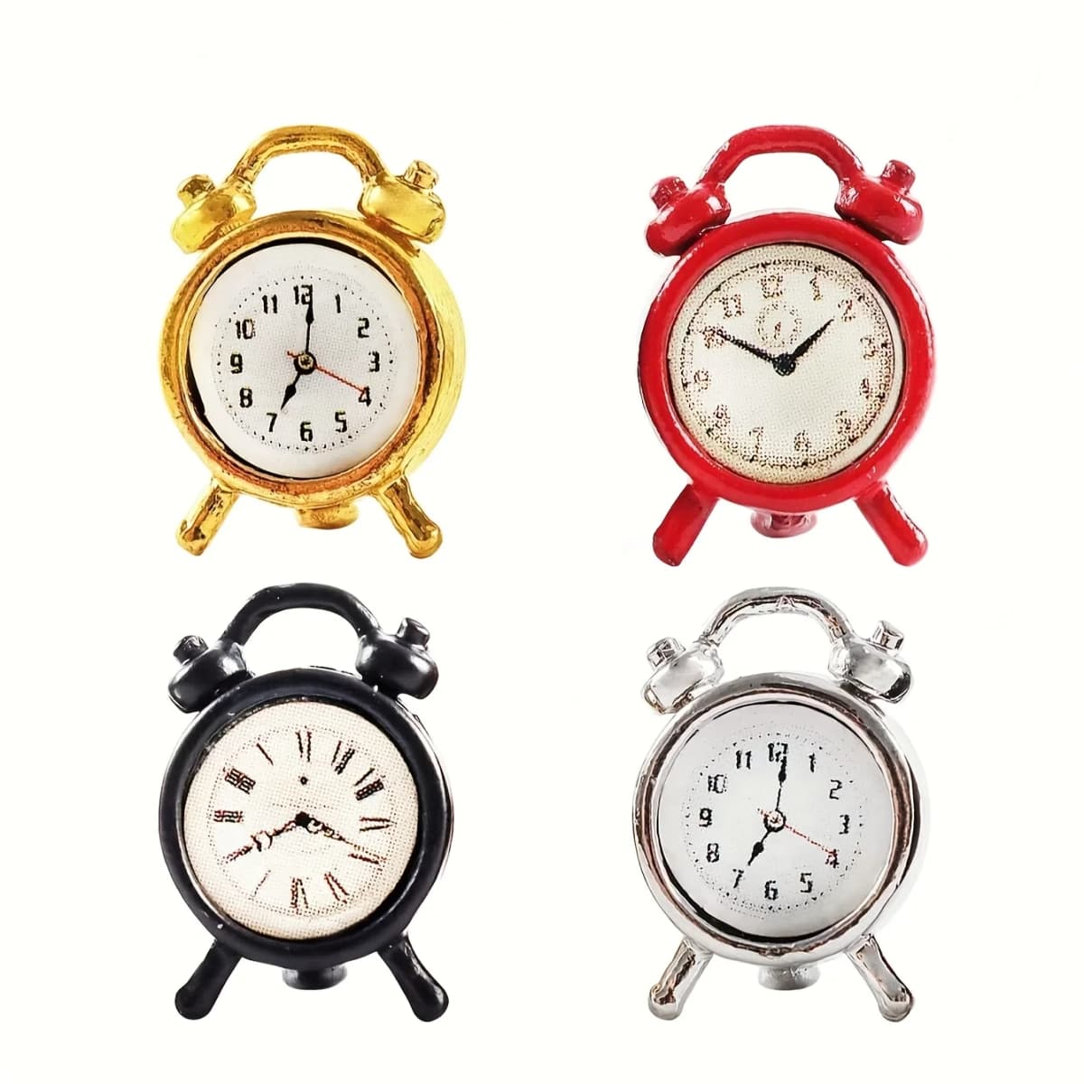 A Miniature Metal Clock for a Dollhouse: 1/12 Scale Realistic Bedroom Scene Decoration Model (Stickers Are Random)