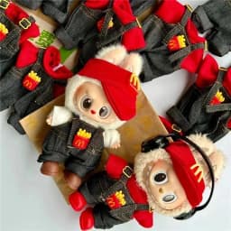 15 17cm For Labubu Doll Workwear Working Cosplay Clothes Fast Food Cola Fries Overalls Outfit Clothing Dollhouse Accessories
