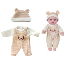 For 12 Inch 30cm Baby Reborn Dolls Outfits Clothes Carry Cot Cartoon Bear Winter Pajamas Jumpsuit Plush Clothing Accessories