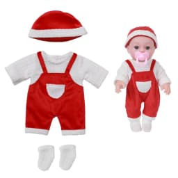 For 12 Inch 30cm Baby Reborn Dolls Outfits Clothes Carry Cot Cartoon Bear Winter Pajamas Jumpsuit Plush Clothing Accessories