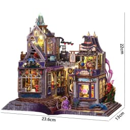 Zuuton Magic DIY Wooden Miniature Dollhouse Kit with LED Light 3D Puzzle Bookshelf Decor Creative Festival Gift for Book Lovers
