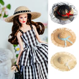 1/6 Xianxian Supermodel Doll Toys Hats Parts Fashion Dress-up Holiday-style Sun Hat Black Top Hat Retro Straw Hat For 30cm Dolls