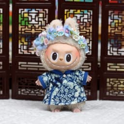 Labubu 17cm Doll Cheongsam Set, Chinese Classical Accessories, Necklace, Hairpin Gift Box, Ancient Style Dress Dressing