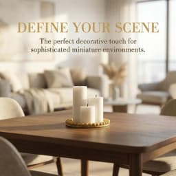 4Pcs Home Ornament 1:12 Dollhouse Mini White Candle Miniature Tray Set Playhouse Toys Christmas Scene Decoration