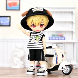 For Obitsu 11 Doll Striped Vest Denim Shorts Hat For OB11 Gsc Asi 2.0 1/12 Molly P9 P10 Body Doll Cloth NAGI Doll Outfit Clothes