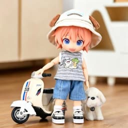 For Obitsu 11 Doll Striped Vest Denim Shorts Hat For OB11 Gsc Asi 2.0 1/12 Molly P9 P10 Body Doll Cloth NAGI Doll Outfit Clothes
