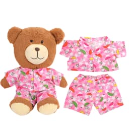 42cm Plush Bear Clothes Cartoon Print Shirt & Shorts Set, Casual Summer Outfit for 16-18 Inch Teddy Bear & Plush Dolls Toy Gift