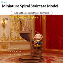 ✔1/12 Scale Miniature Spiral Staircase Model,Dollhouse Scene Deco,Prop for Photography,Dollhouse Furniture Accessory