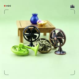 Miniature 1:12 Scale Dollhouse Electric Fan Retro Vintage Doll Fan Furniture Living Scene Iron Frame Mini Fan Model DIY