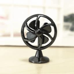 Miniature 1:12 Scale Dollhouse Electric Fan Retro Vintage Doll Fan Furniture Living Scene Iron Frame Mini Fan Model DIY