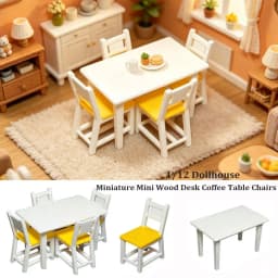 1/12 Dollhouse Miniature Wood Desk Mini Plastic Coffee Table Chairs Multistyles Simulation Furniture Model Toys