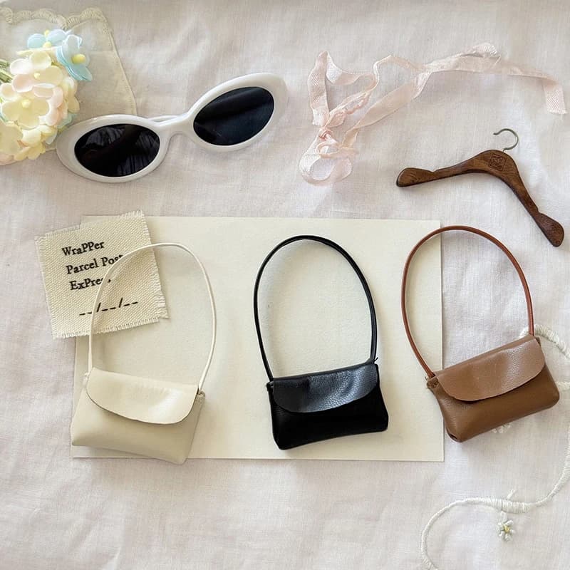 New 15-17cm Doll Handbag Lady Leather Bag PU Leather Purse Accessories Dollhouse Decoration Pretend Play Toy