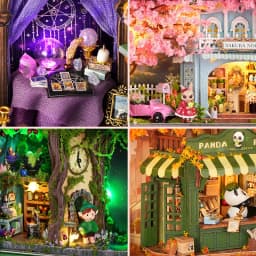 DIY Time Message Box Miniature Dollhouse Kit with LED Light Wooden Assembled Model Handmade Craft Puzzle Toy for Birthday Gifts