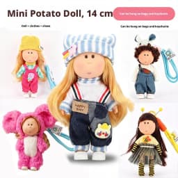 14cm Mia Potato Doll Keychain Curly Hair Cute Dress Up Pendant Fashion Backpack Decor Key Accessories Girl Daily Decoration 2026