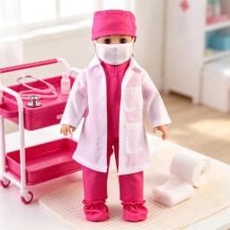 Doctor Nurse Scrubs Doll Outfits with Medical Play Tools Doctor Costume Kit for 18" American & 43cm Baby Newborn Girl Dolls Toy