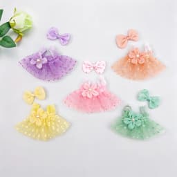 Polka Dot Tulle Doll Dress Flower Bow Mini Skirt For OB11 1/12 BJD 10cm Cotton Plush Doll Dress Up Accessories Only Clothes