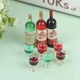 3pcs/set 1/12 Dollhouse Miniature Simulation Wine Bottle Wine Glass Model Toys