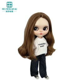 Fits 28-30cm Blyth OB22 OB24 Dolls, Trendy Sleeveless Black Dress, T-Shirt, Casual Pants, doll Gift