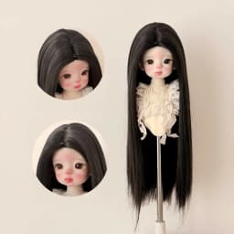 BJD/SD Doll Wig Split Long Straight Hair Soft Silk 1/3, 1/4, 1/6 Doll Hair Cover DIY Anime Wig Dress Up 2D Doll Making Supplies