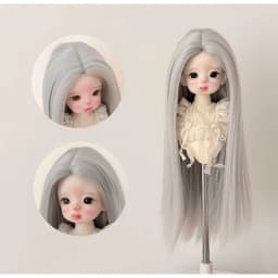 BJD/SD Doll Wig Split Long Straight Hair Soft Silk 1/3, 1/4, 1/6 Doll Hair Cover DIY Anime Wig Dress Up 2D Doll Making Supplies