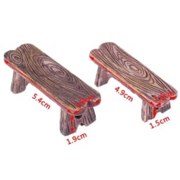 2 Pieces Tiny Wooden Stool & Chair Miniature Bench Decor for Fairy Garden, Figurine Display and Dollhouse Handmade Decoration