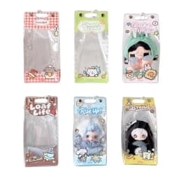 For 10cm 15cm Plush Dolls Storage Kawaii Clear PVC Doll Display Bag Cute Cartoon Prints Dust Proof Pouch Pendant