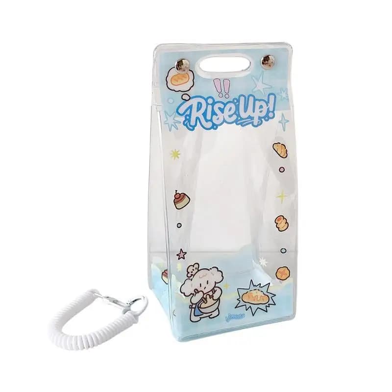 For 10cm 15cm Plush Dolls Storage Kawaii Clear PVC Doll Display Bag Cute Cartoon Prints Dust Proof Pouch Pendant