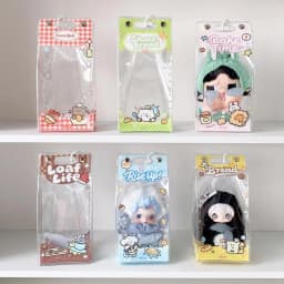 For 10cm 15cm Plush Dolls Storage Kawaii Clear PVC Doll Display Bag Cute Cartoon Prints Dust Proof Pouch Pendant